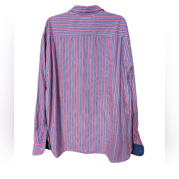 Tommy Bahama Men's Pima Cotton Casual Button Down Pink and Blue Stripes Size 3XL - Picture 2 of 8